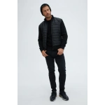 Black Hybrid Bomber Jacket1