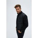 Black Hybrid Bomber Jacket1
