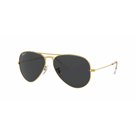 Ray-Ban RB3025 - Large Metal Aviator Sunglasses Legend Gold / Polarized Black Lens 58-14-135