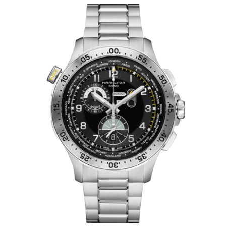 Navigate Time Zones with Hamilton Khaki Aviation Worldtimer H76714135
