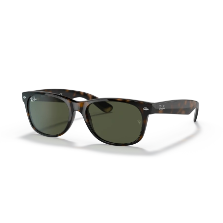 Ray-Ban RB2132 New Wayfarer Classic: Timeless Tortoise Frame with Green Classic G-15 Lenses