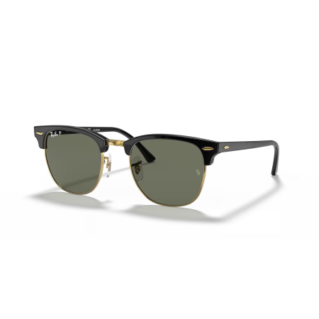 Ray-Ban RB3016 Clubmaster Classic: Black On Gold Frame with Polarized Green G-15 Lenses