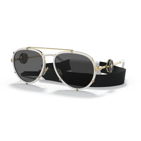 Versace VE2232 Sunglasses: XXL White Frame with Dark Grey Lenses for Bold Fashion Statements