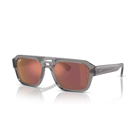Ray-Ban RB4397 Corrigan Bio-Based: Transparent Grey Frame with Dark Violet/Red Mirror Lenses