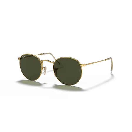 Ray-Ban RB3447 Round Metal: Classic Gold Frame with Green G-15 Lenses