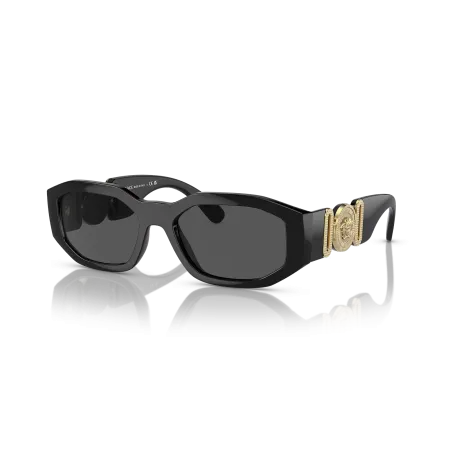 Versace VE4361 Biggie Sunglasses: Black Frame with Dark Grey Lenses for Iconic Style
