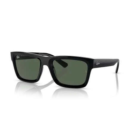 Ray-Ban RB4396 Warren Bio-Based: Eco-Friendly Black Frame with Dark Green Classic Lenses