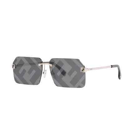Fendi FE40043U Sunglasses - Regular High Bridge Fit - Grey Shiny Frame with Grey Mirror Lenses