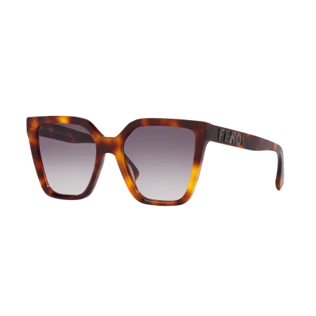 Fendi FE40086I Sunglasses - Wide High Bridge Fit - Black Shiny Frame with Brown Gradient Lenses
