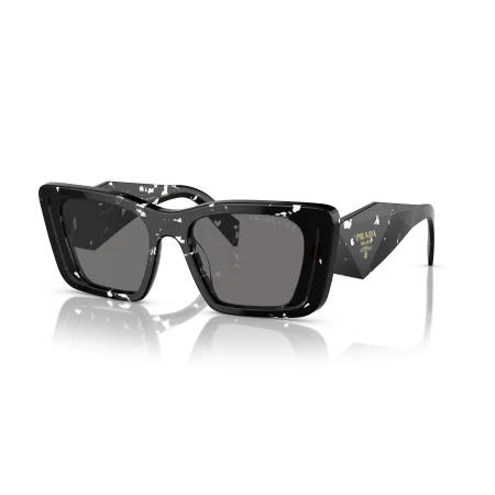 Prada PR 08YS Sunglasses - Regular High Bridge Fit - Black Crystal Tortoise Frame with Dark Grey Polarized Lenses