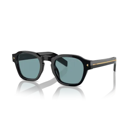 Prada PR A16S Sunglasses - Regular High Bridge Fit - Black Frame with Polarized Green Lenses