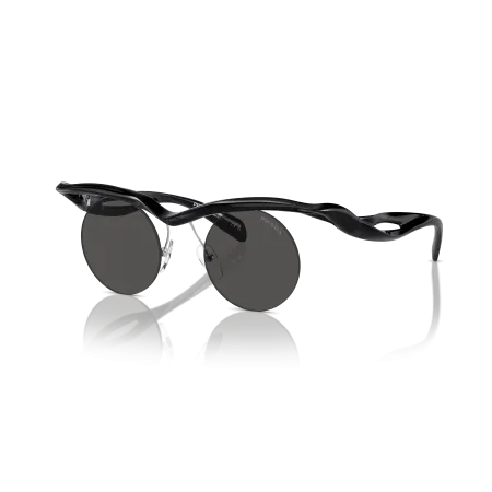 Prada PR A24S Sunglasses - Narrow High Bridge Fit - Black Frame with Dark Grey Solid Color Lenses