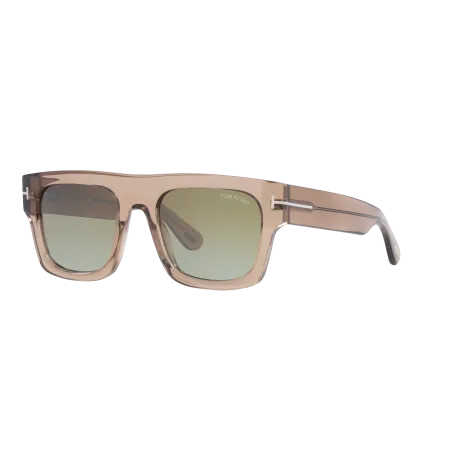Tom Ford FT0711 Sunglasses - Wide High Bridge Fit - Brown Frame with Green Lenses