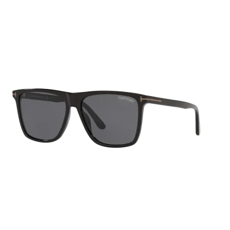 Tom Ford FT0832-N Sunglasses - Wide High Bridge Fit - Shiny Black Frame with Grey Solid Color Lenses